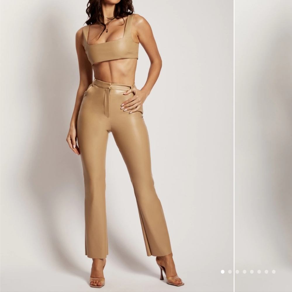 Meshki tyra straight leg faux leather pants nwt